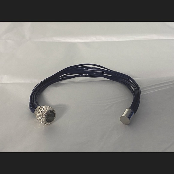 Austrian Crystal & Navy Leather Pavé Bracelet - Picture 5 of 5